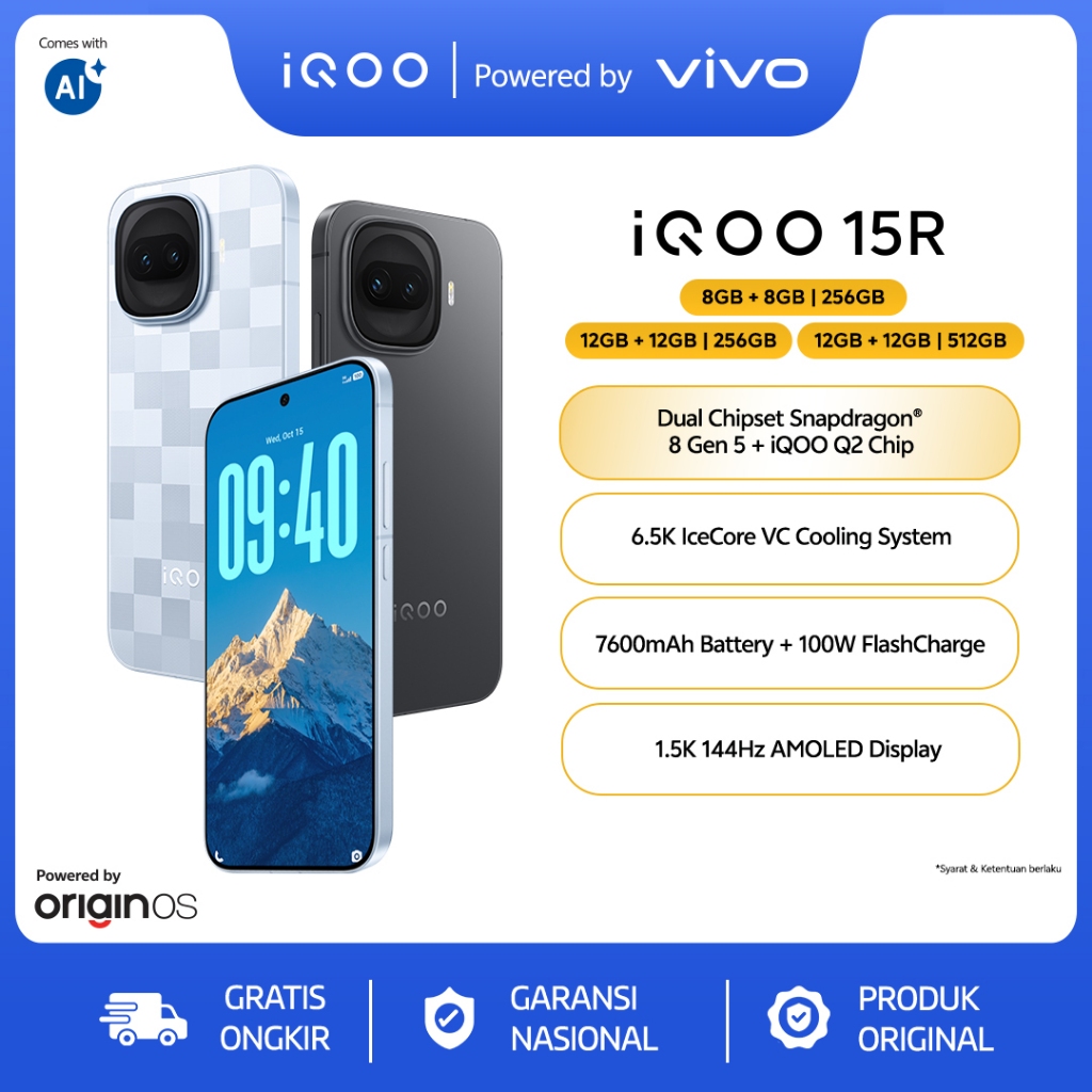 Foto IQOO vivo iQOO 15R, Snapdragon 8 Gen 5, 6.5K VC Cooling System