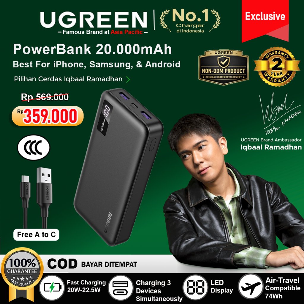 Foto Ugreen UGREEN Power Bank CCC 10.000mAh 20.000Mah Certified PD Type