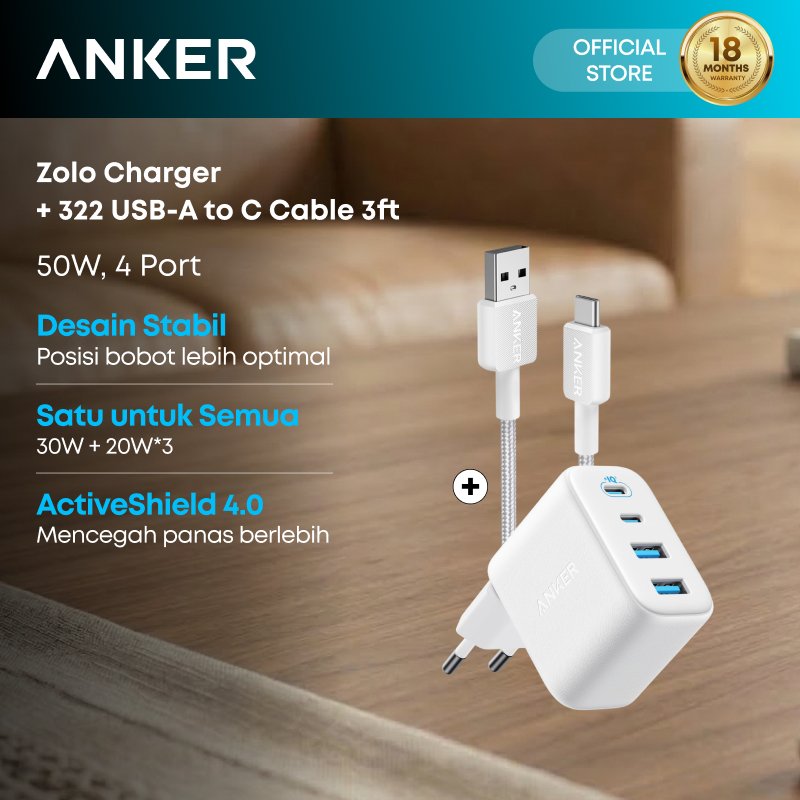 Foto Anker Anker Zolo USB C Charger Block 4-Port Wall Adapter with 50W