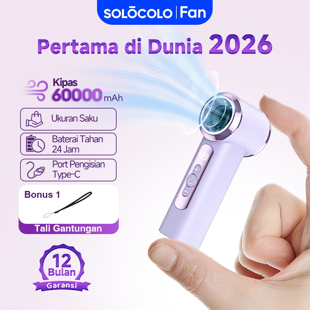 Foto SOLOCOLO SOLCOLO Kipas Angin Mini Portabel 60000mAh Terbesar 2026