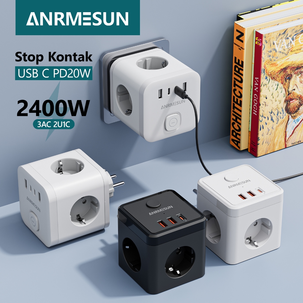 Foto ANRMESUN ANRMESUN Stop Kontak Tempel Dinding Max 2400W Charger Stop