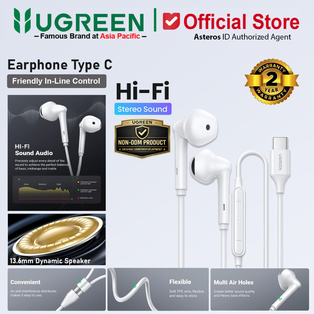 Foto Ugreen UGREEN Headset Handsfree Earphone Samsung Google iPad