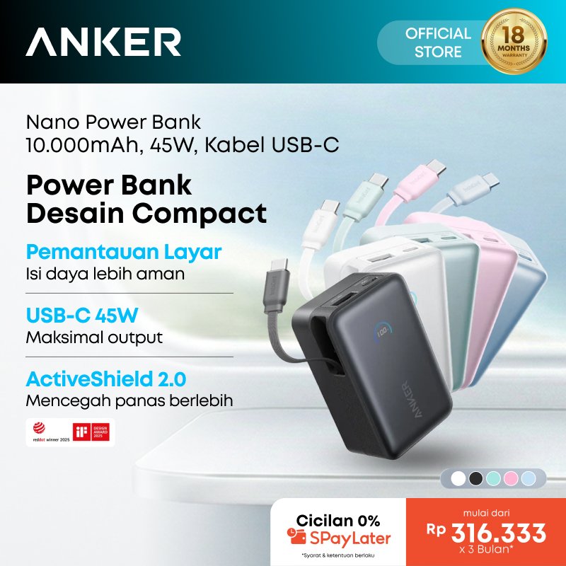 Foto Anker Anker Nano Power Bank 10,000 mAh 45W Built-in Retractable