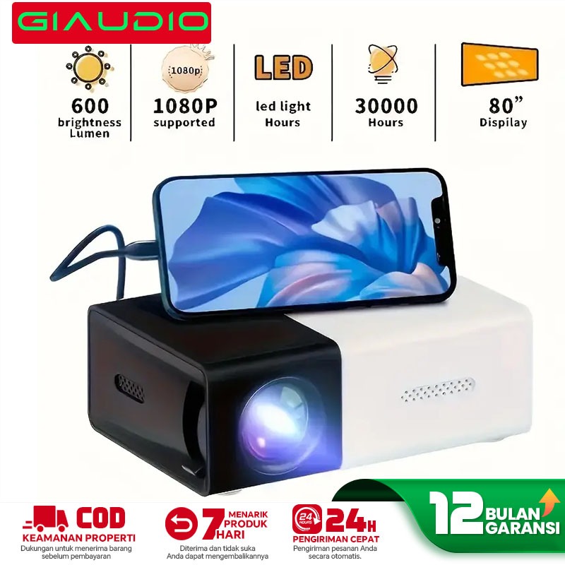 Foto Giaudio YG300 Proyektor Mini Portable Hp Android 4K Full HDMI Led