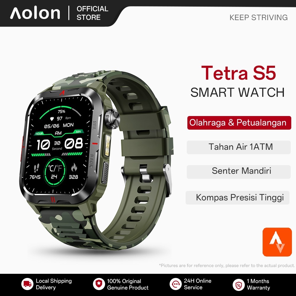 Foto Aolon Aolon Tetra S5 Smartwatch 1,93" Layar Bisa Strava Kompas