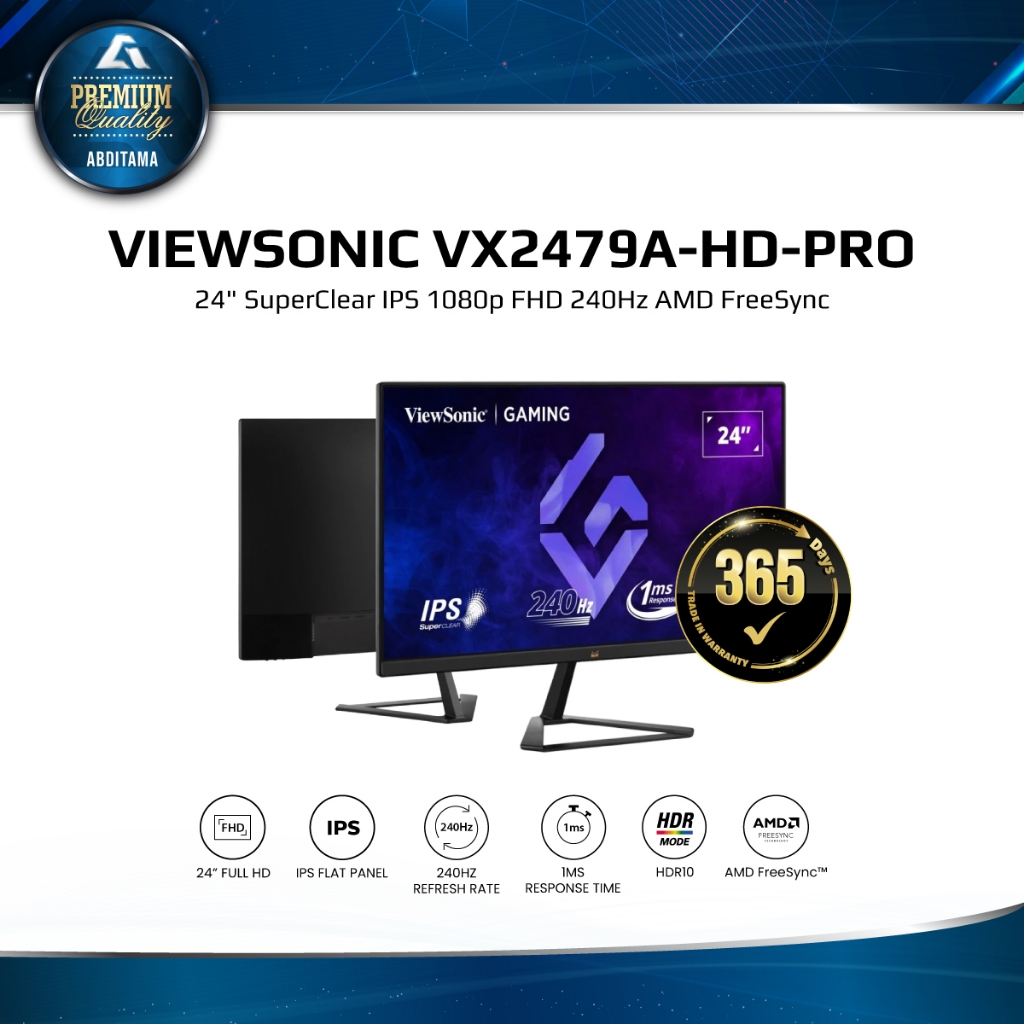 Foto Viewsonic VIEWSONIC VX2479A-HD-PRO 24 IPS FHD 240Hz 1ms HDMI 1.4x2 DP