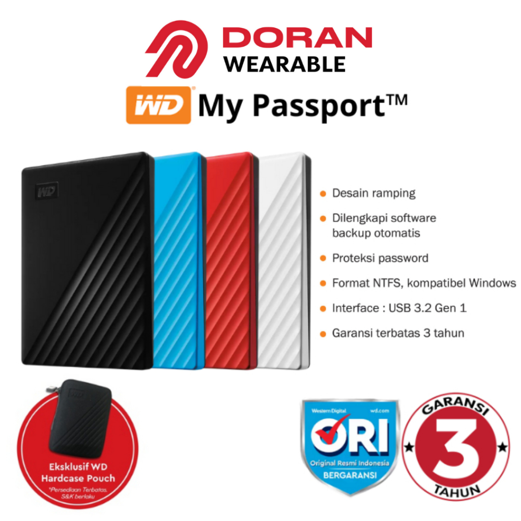 Foto Western Digital WD My Passport New Model Hardisk External 1TB/2TB/4TB/5TB