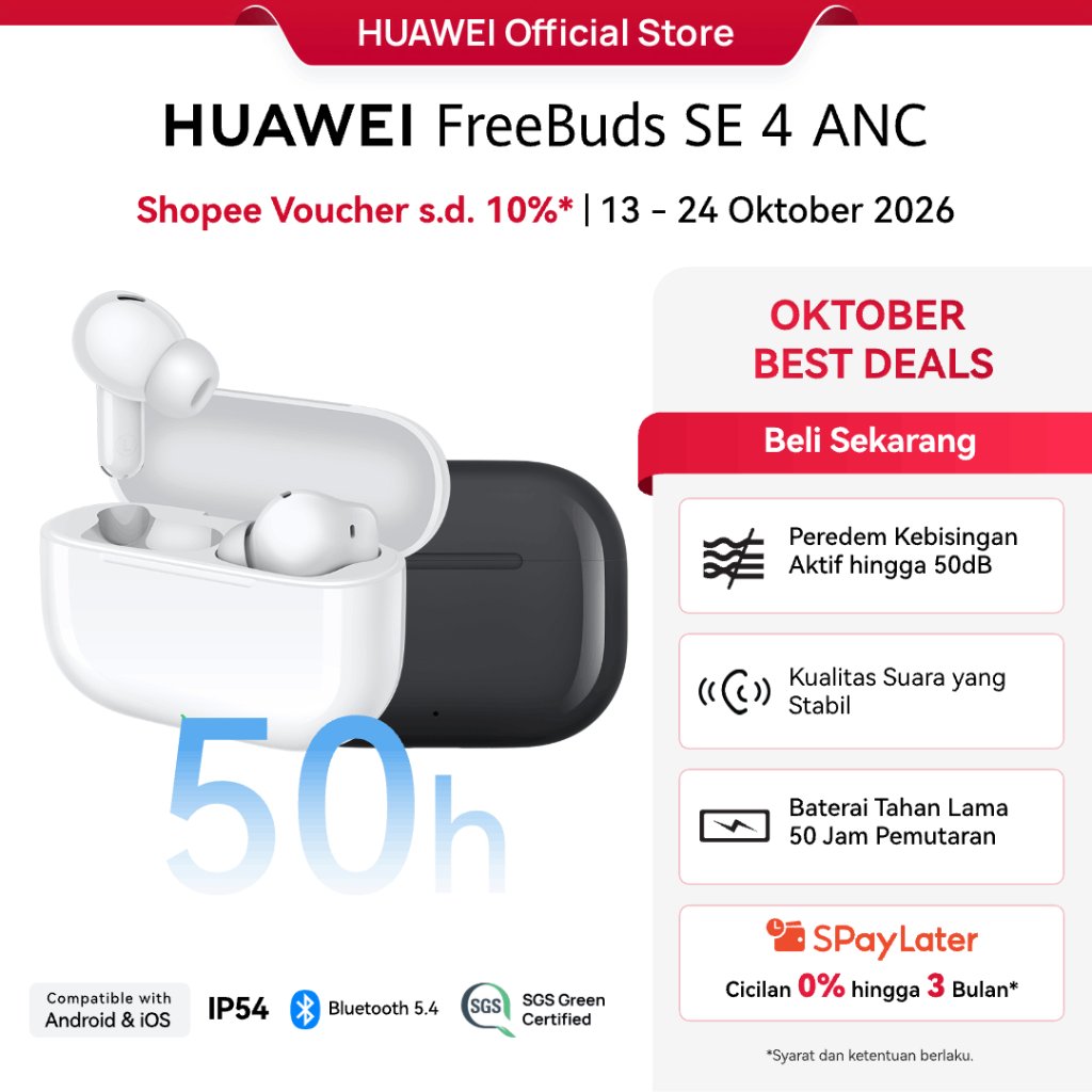 Foto Huawei HUAWEI FreeBuds SE 4 ANC TWS l Up to 50dB l 10mm Dynamic