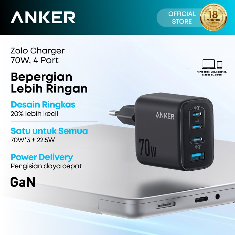 Foto Anker Anker Wall Charger Adaptor GAN Type C for Laptop Macbook