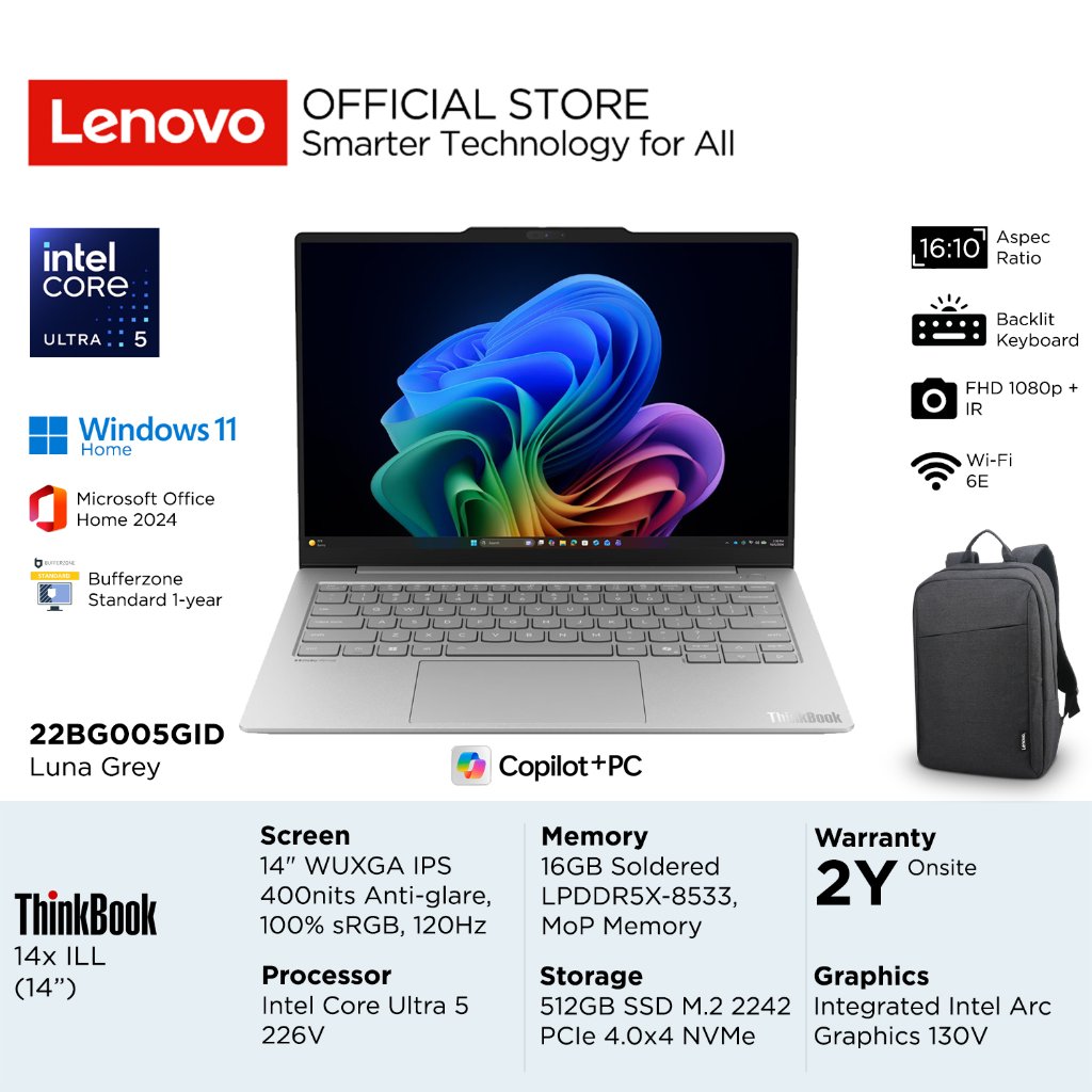 Foto Lenovo Lenovo ThinkBook 14x ILL Intel Core Ultra 5 (WUXGA IPS SRGB)