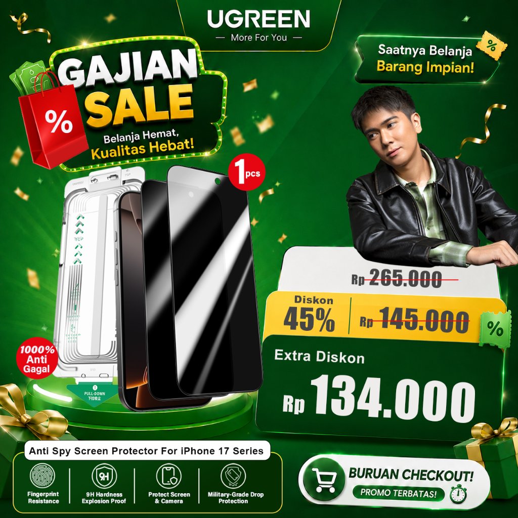 Foto Ugreen UGREEN Tempered Glass Anti Spy For iPhone 17 17 Pro 17 Pro