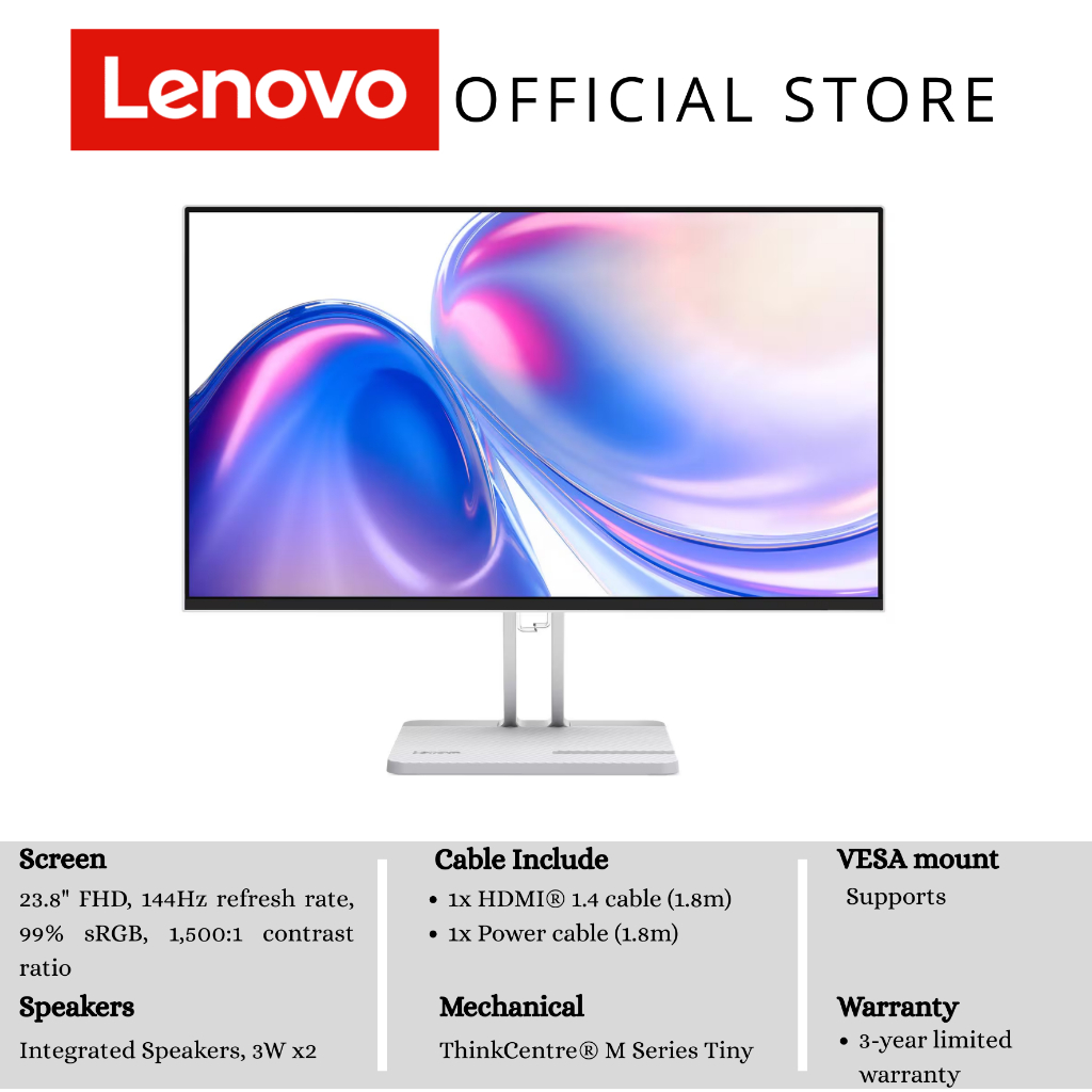 Foto Lenovo Monitor LED LENOVO L24-4C L24 4C 24" inch SILVER FHD IPS