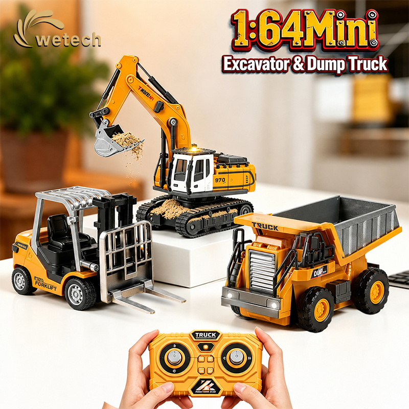 Foto WETECH Wetech Mainan RC Mini Excavator Skala 1:64 Remote Control