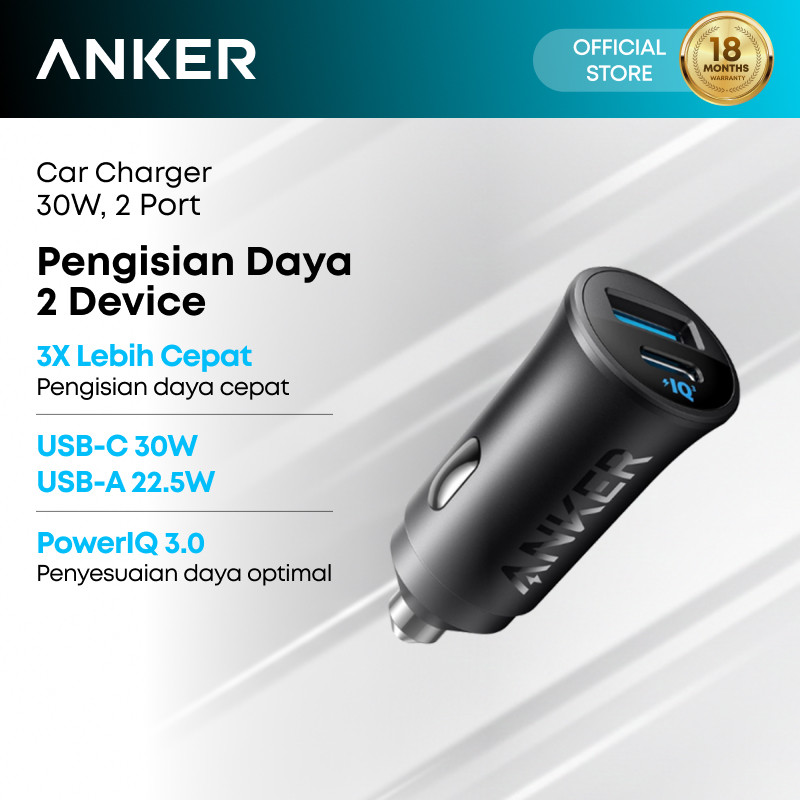Foto Anker Anker Car Charger 30W 2-Port Type-C USB A Adapter PIQ 3.0