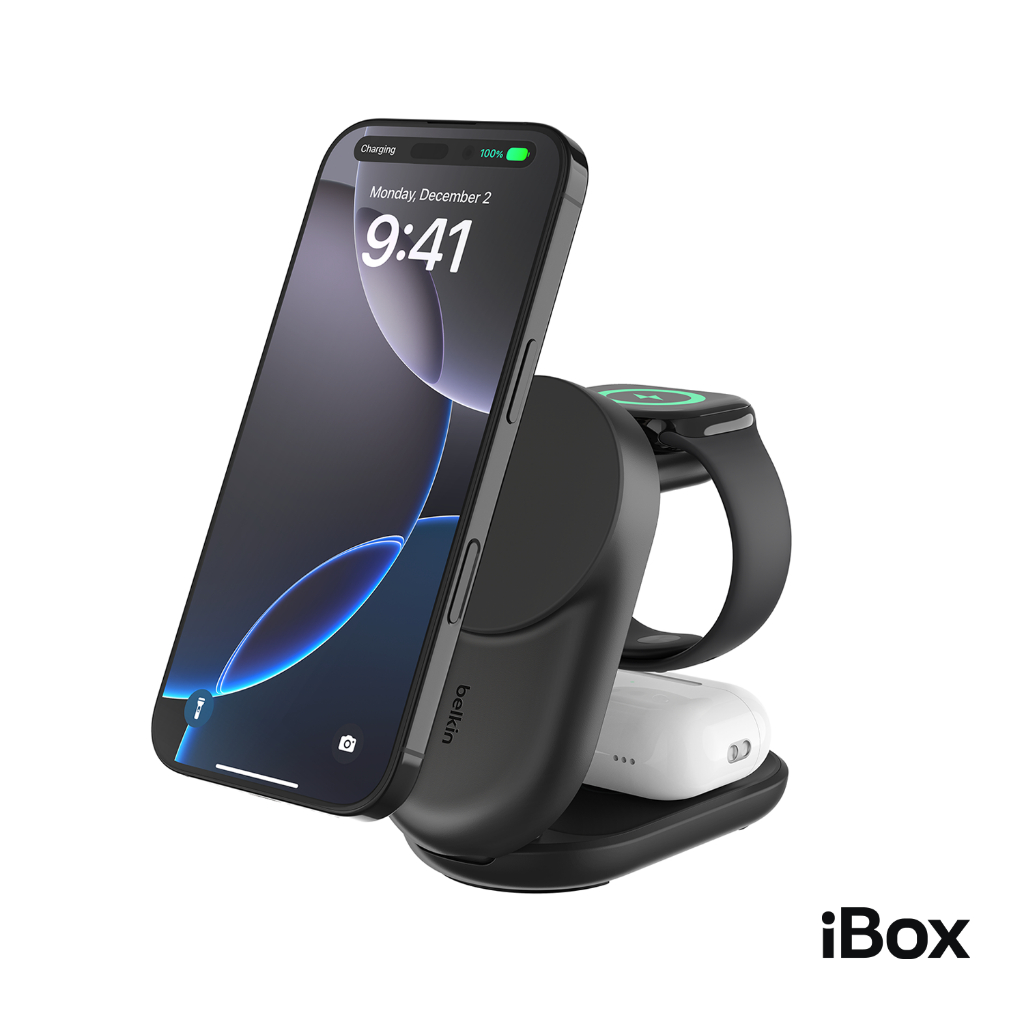 Foto Belkin Belkin 25W QI2 3IN1 Foldable Charger (Round) (BLACK)