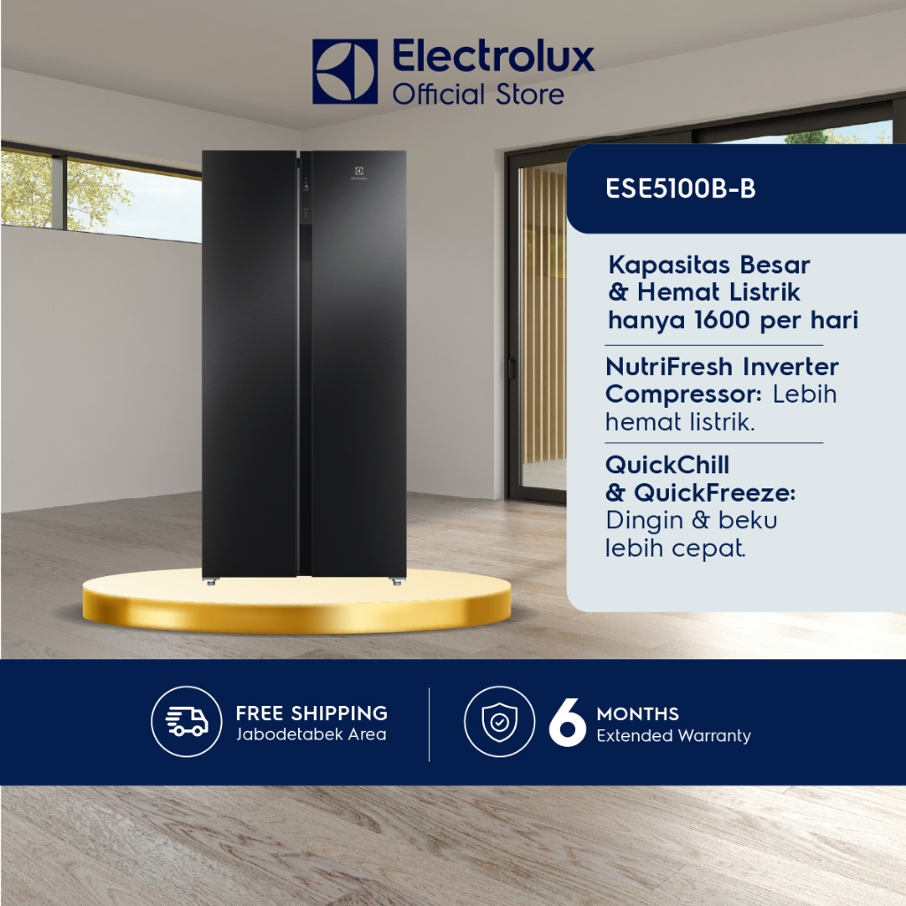 Foto Electrolux Electrolux Kulkas Side By Side 545L/505L Kapasitas Besar