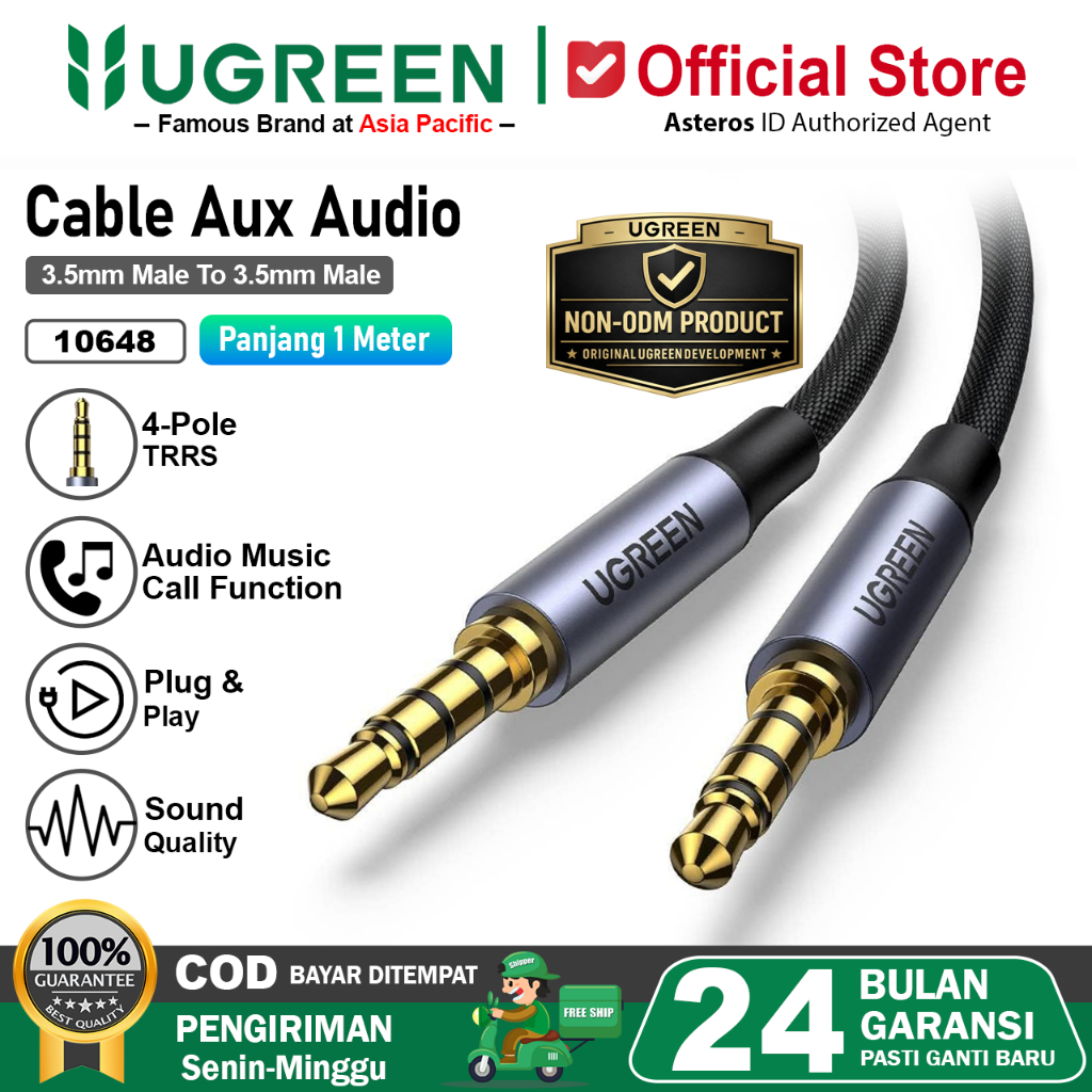 Foto Ugreen UGREEN Kabel TRRS AUX 3.5mm Male to Male 4 Pole Audio Hi-Fi