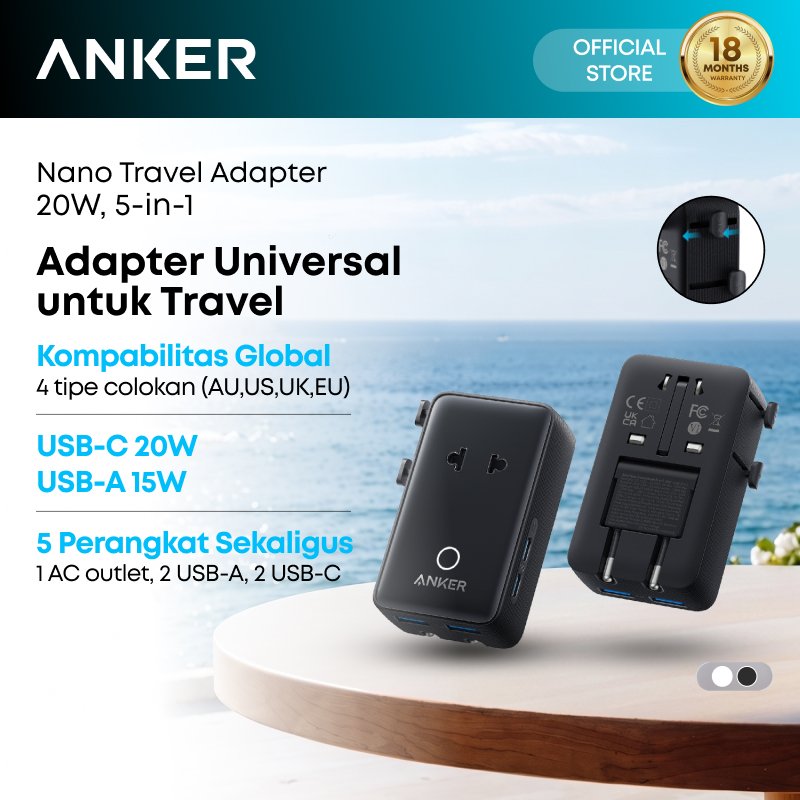 Foto Anker Anker Nano Travel Adapter (5-in-1 20W)