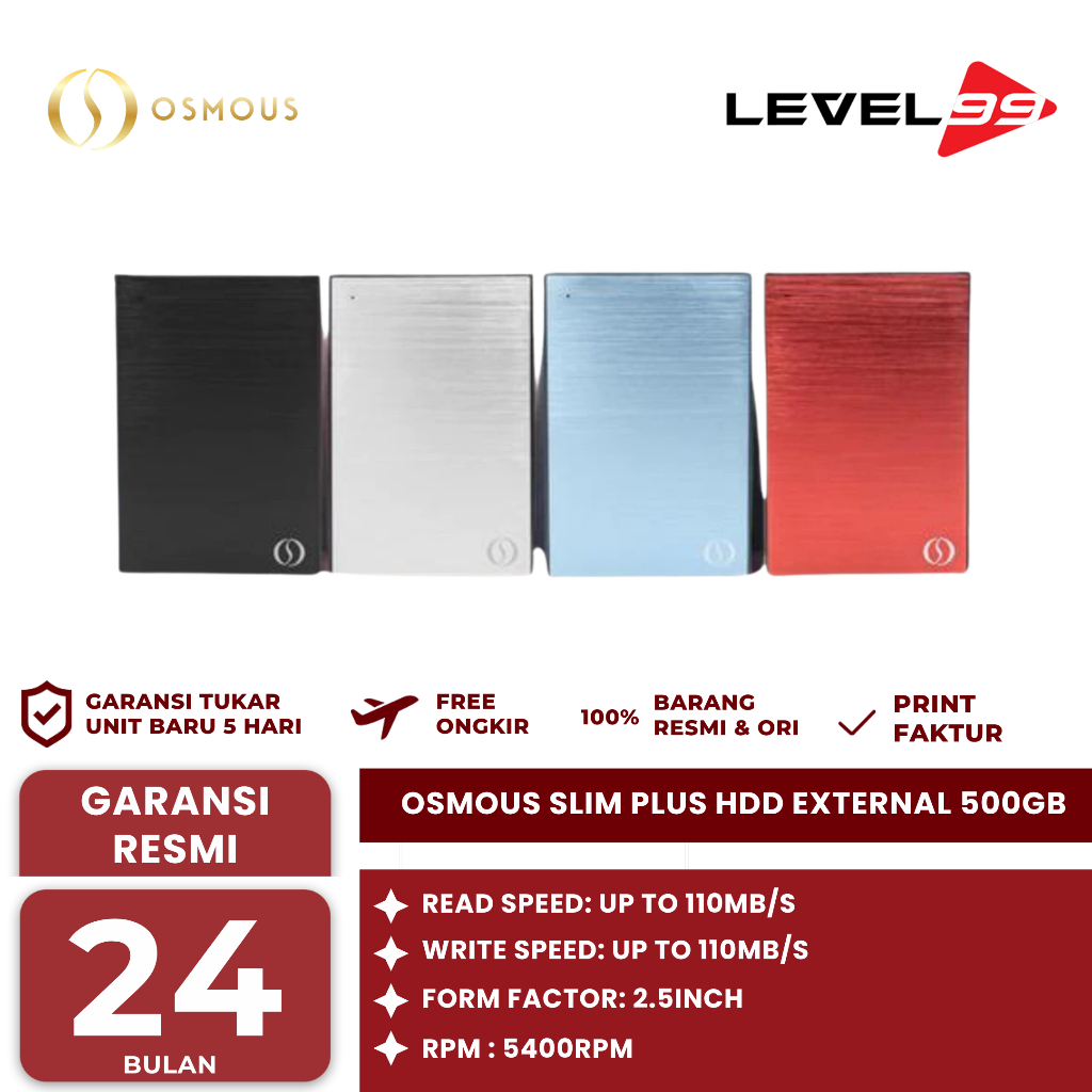 Foto Level99 Osmous Slim Plus Hardisk HDD External 500GB USB 3.0