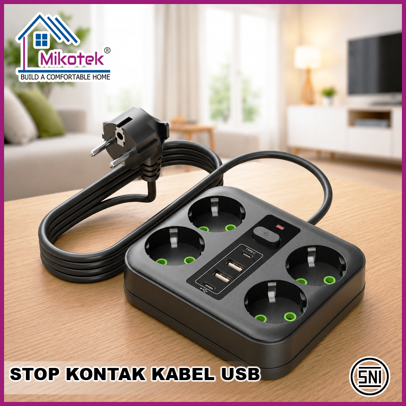 Foto MIKOTEK Mikotek Stop Kontak Kabel 4 Lubang USB